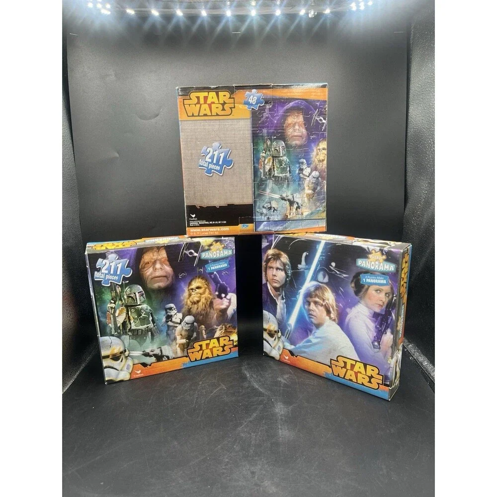 Star Wars Puzzle Panorama Set 3-in-1 211 pcs Cardinal Disney Sealed NIB
